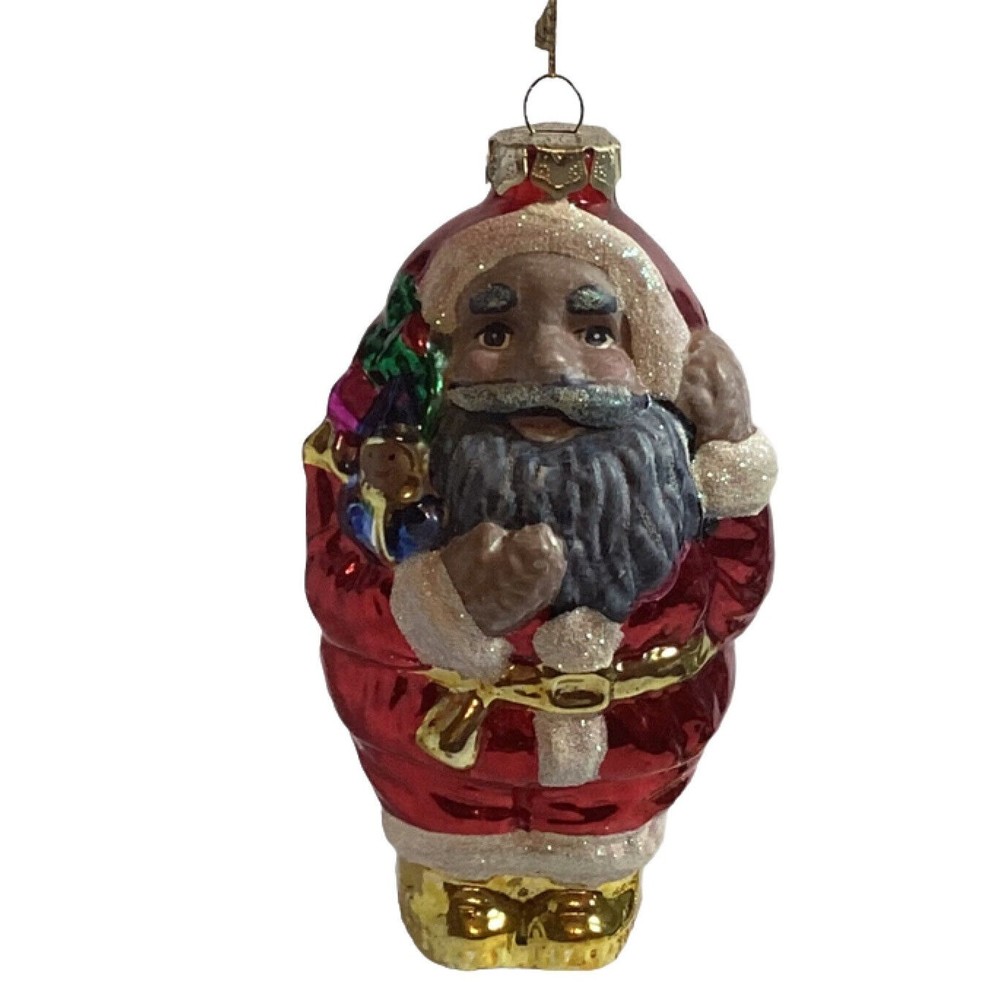 Vintage Santa Glass Hand Painted Christmas Ornament